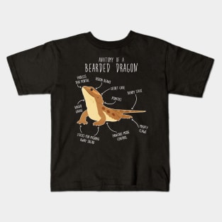 Bearded Dragon Lizard Reptile Anatomy Kids T-Shirt